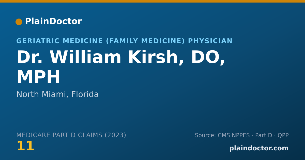 Shareable card for William Kirsh, DO, MPH - Geriatric Medicine (Family Medicine) Physician, North Miami, FL