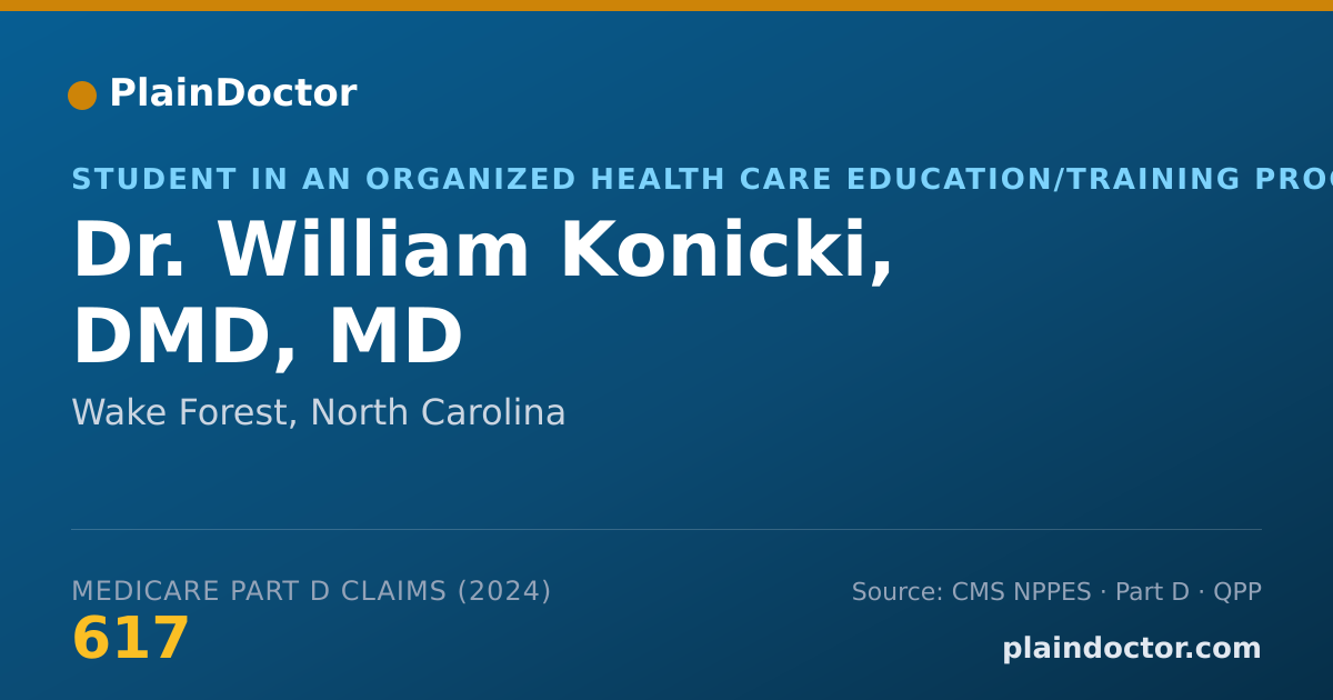 Shareable card for William Konicki, DMD, MD - Oral and Maxillofacial Surgery (Dentist), Wake Forest, NC