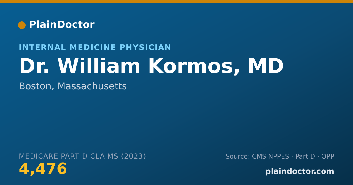 Shareable card for William Kormos, MD - Internal Medicine Physician, Boston, MA