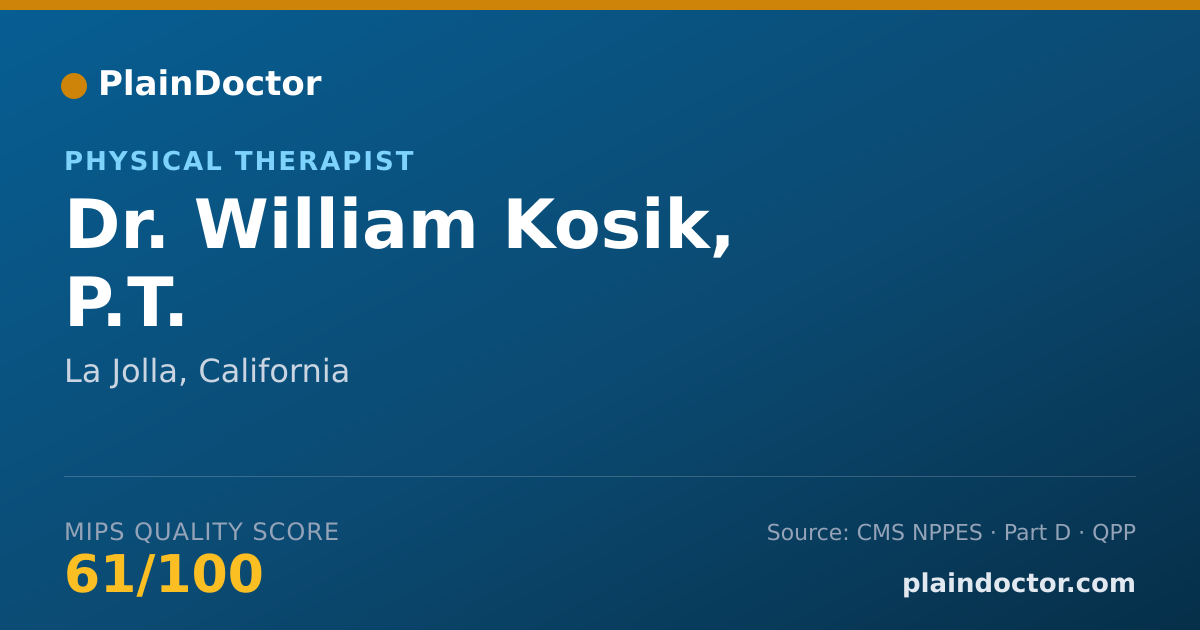 Shareable card for William Kosik, P.T. - Physical Therapist, La Jolla, CA