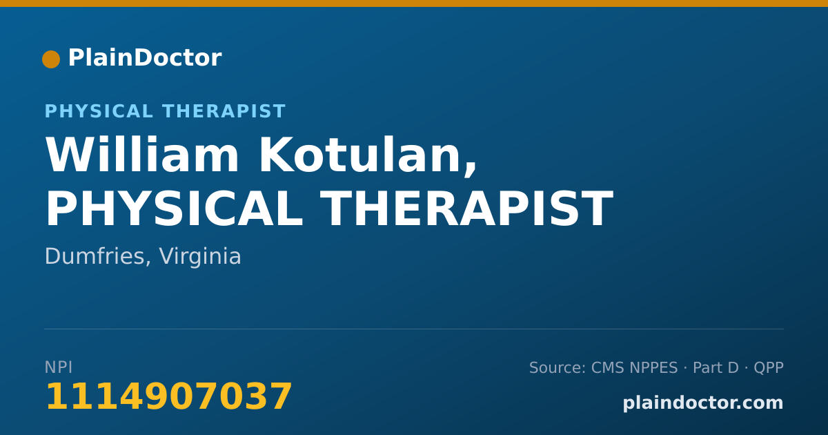Shareable card for William Kotulan, PHYSICAL THERAPIST - Physical Therapist, Dumfries, VA