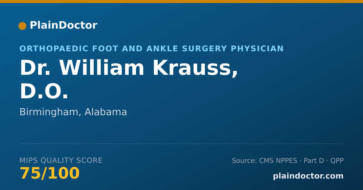 Shareable card for William Krauss, D.O. - Orthopaedic Foot and Ankle Surgery Physician, Birmingham, AL