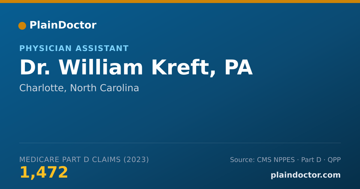 Shareable card for William Kreft, PA - Physician Assistant, Charlotte, NC