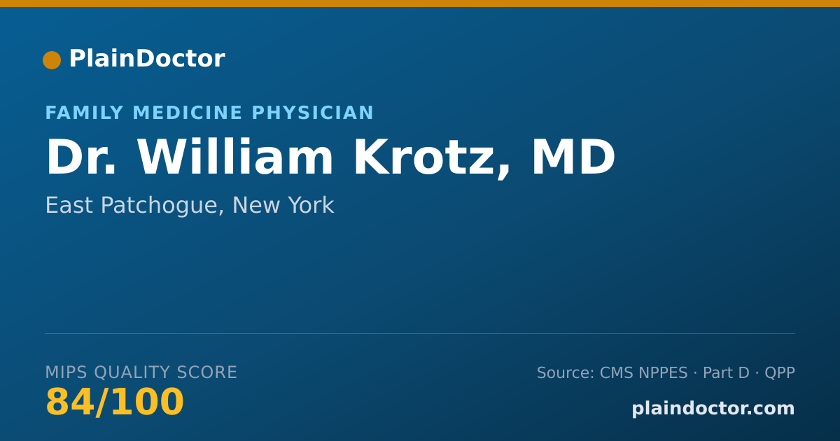 Shareable card for William Krotz, MD - Family Medicine Physician, East Patchogue, NY