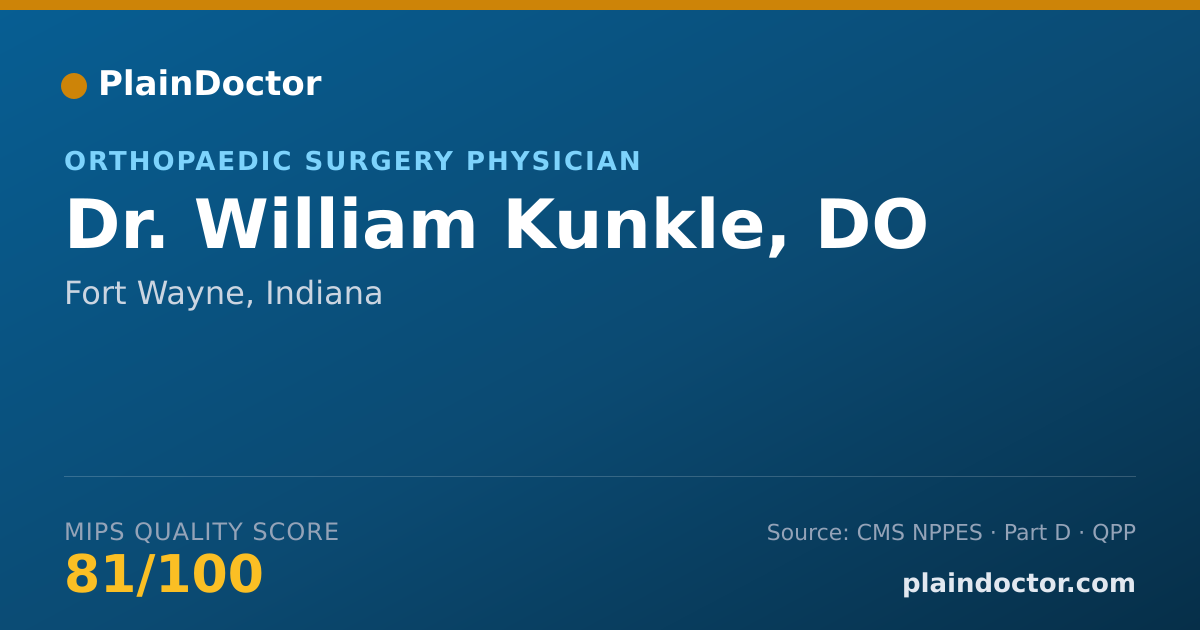 Shareable card for William Kunkle, DO - Orthopaedic Surgery of the Spine Physician, Fort Wayne, IN