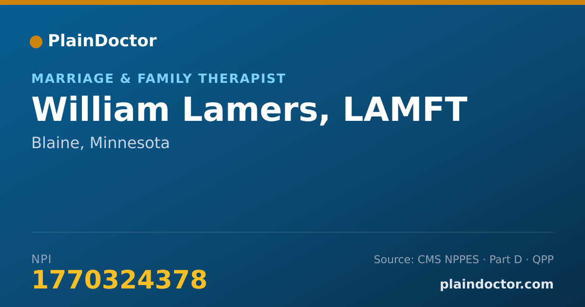 Shareable card for William Lamers, LAMFT - Marriage & Family Therapist, Blaine, MN