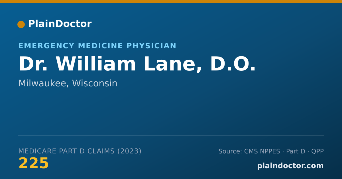 Shareable card for William Lane, D.O. - Emergency Medicine Physician, Milwaukee, WI