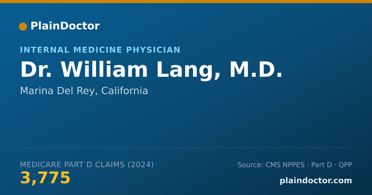 Shareable card for William Lang, M.D. - Internal Medicine Physician, Marina Del Rey, CA