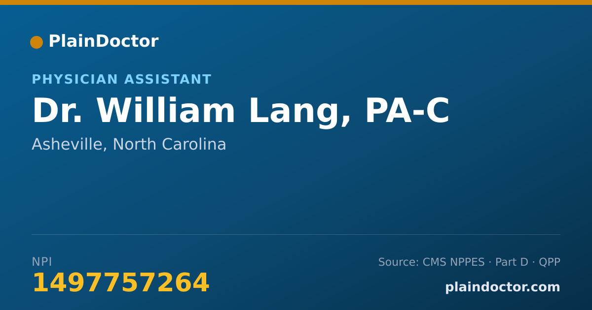 Shareable card for William Lang, PA-C - Physician Assistant, Asheville, NC