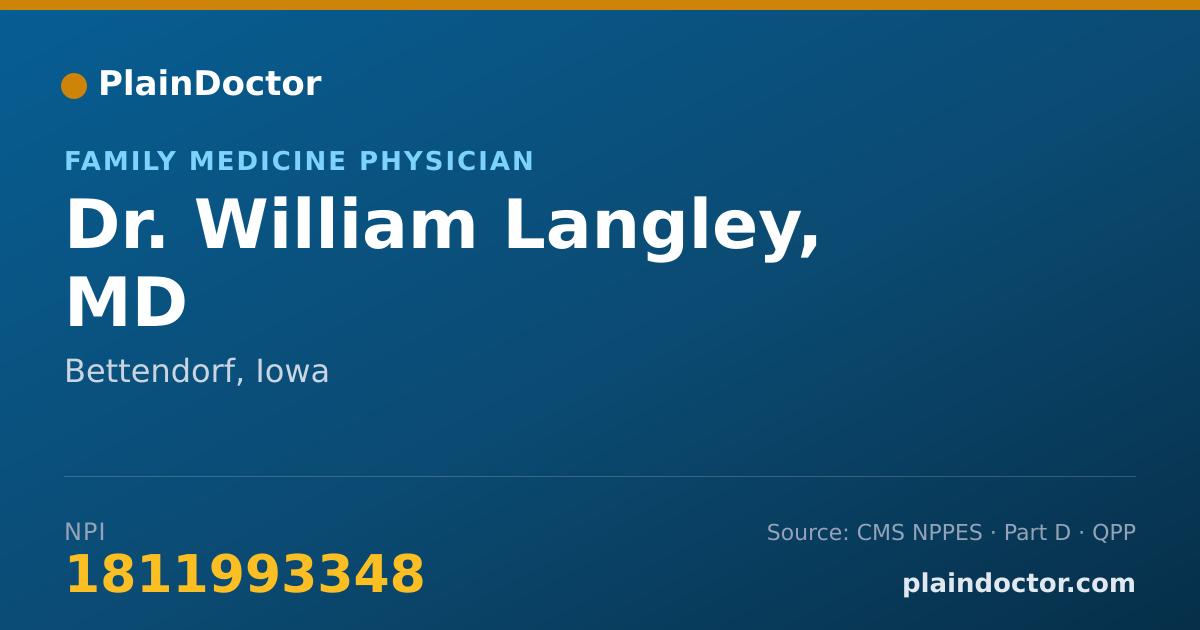 Shareable card for William Langley, MD - Family Medicine Physician, Bettendorf, IA