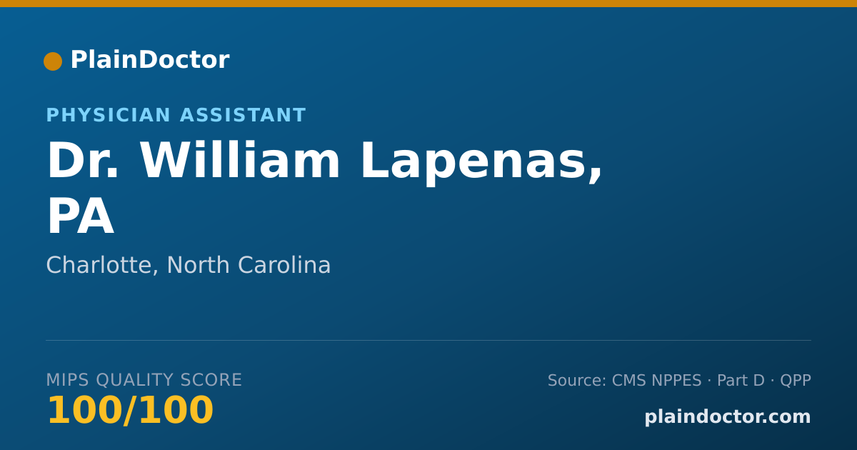 Shareable card for William Lapenas, PA - Physician Assistant, Charlotte, NC