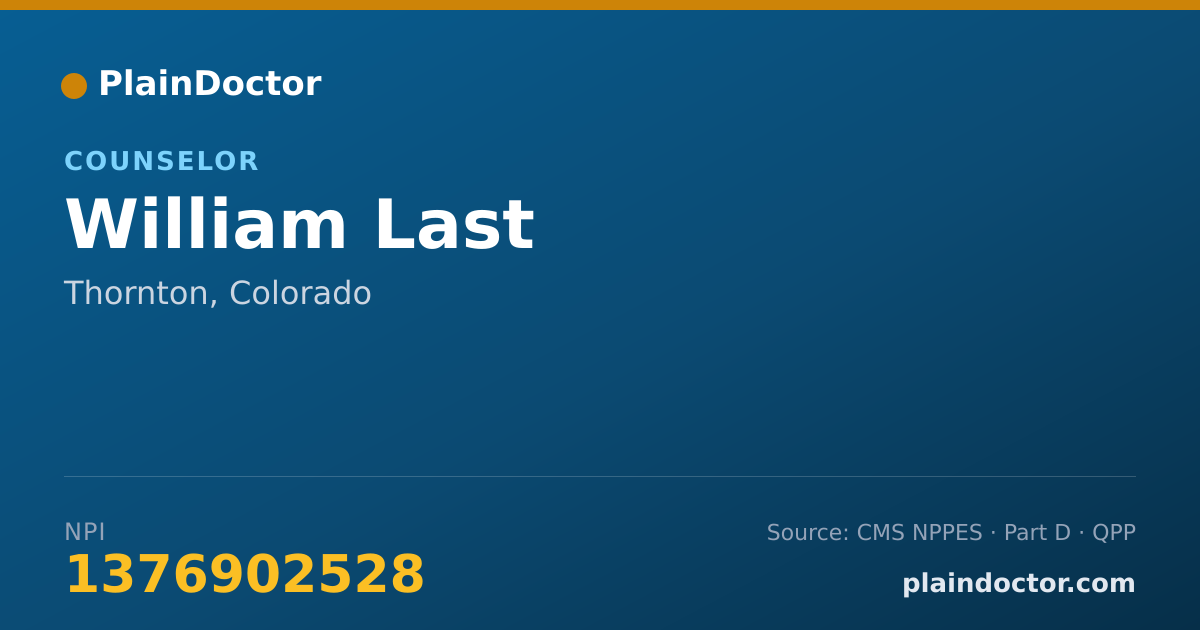 Shareable card for William Last - Counselor, Thornton, CO