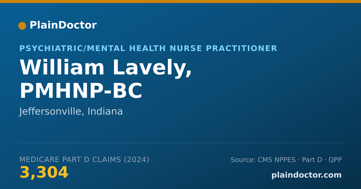 Shareable card for William Lavely, PMHNP-BC - Psychiatric/Mental Health Nurse Practitioner, Jeffersonville, IN