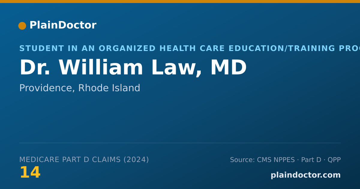Shareable card for William Law, MD - Student in an Organized Health Care Education/Training Program, Providence, RI