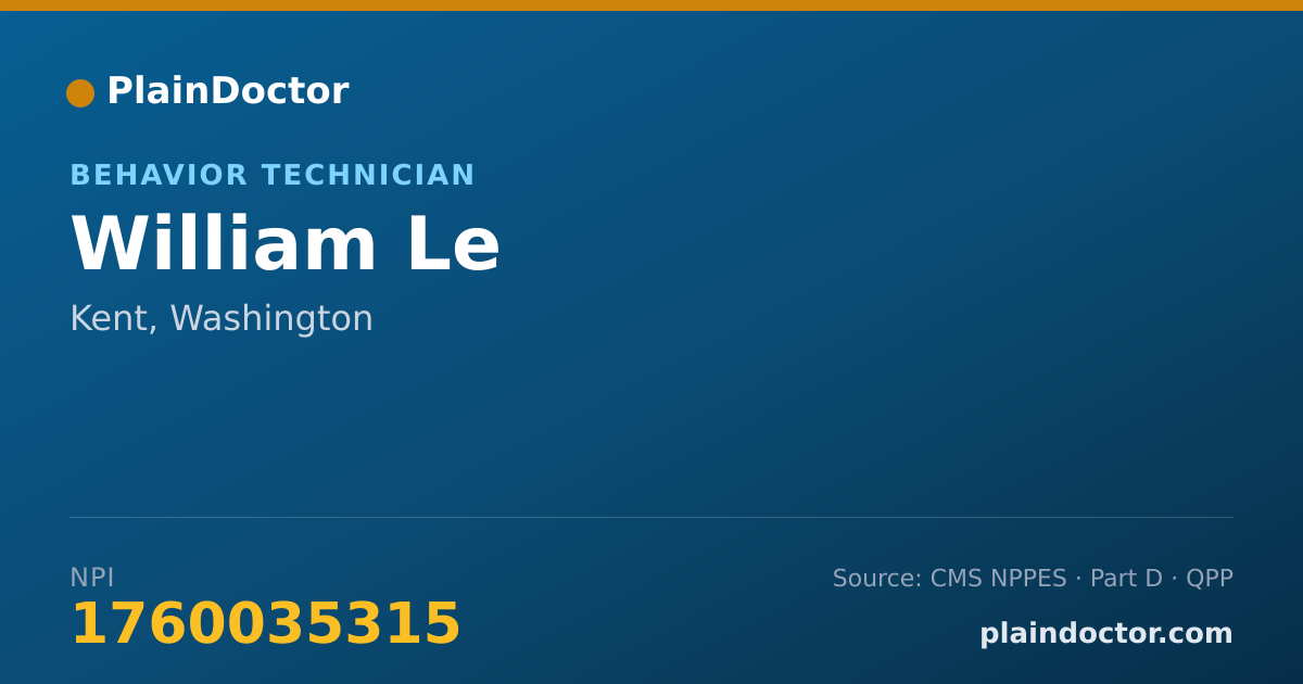Shareable card for William Le - Behavior Technician, Kent, WA