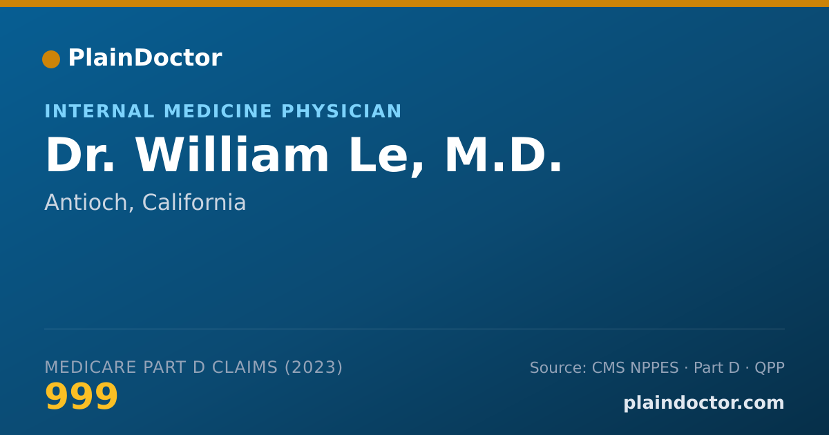Shareable card for William Le, M.D. - Internal Medicine Physician, Antioch, CA