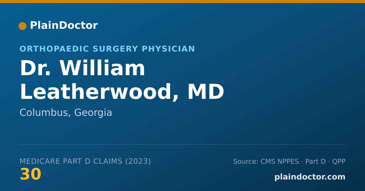 Shareable card for William Leatherwood, MD - Orthopaedic Surgery Physician, Columbus, GA