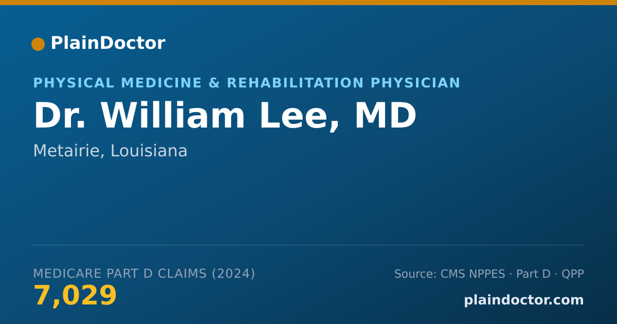 Shareable card for William Lee, MD - Physical Medicine & Rehabilitation Physician, Metairie, LA