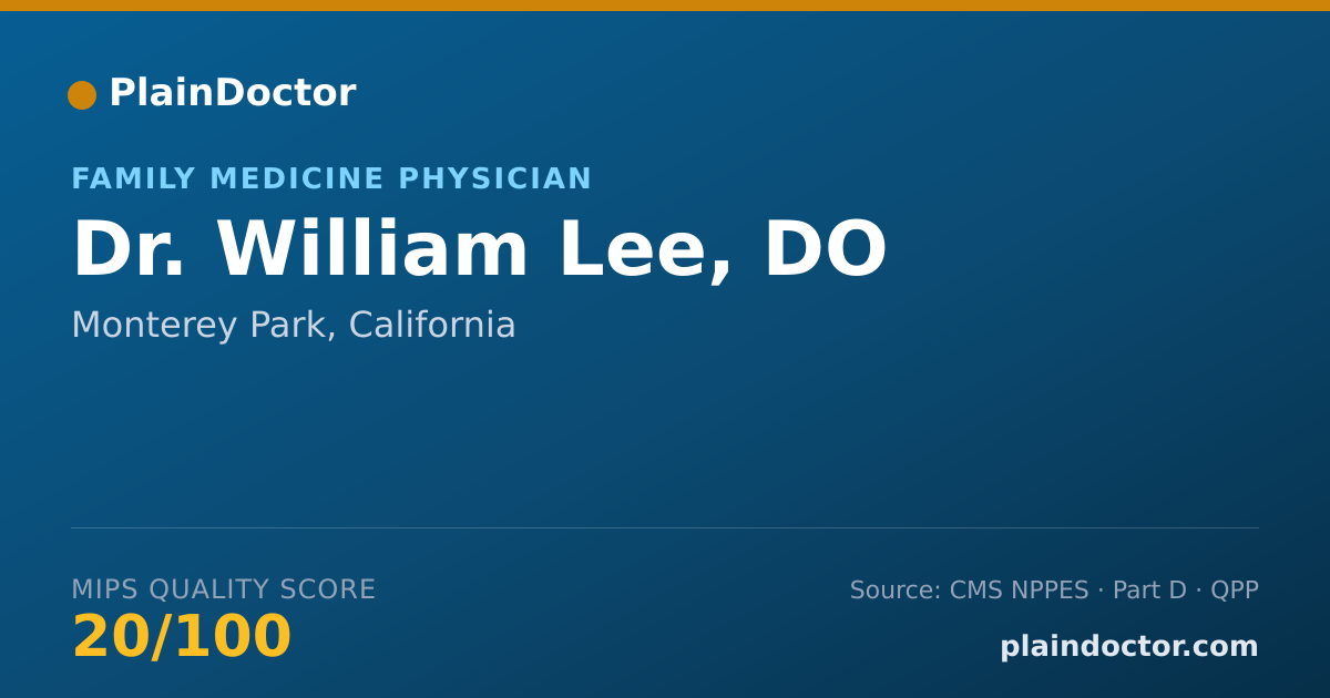 Shareable card for William Lee, DO - Family Medicine Physician, Monterey Park, CA