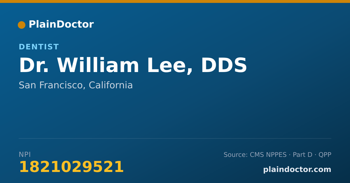 Shareable card for William Lee, DDS - Dentist, San Francisco, CA