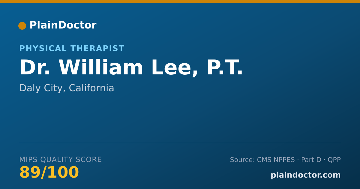 Shareable card for William Lee, P.T. - Physical Therapist, Daly City, CA