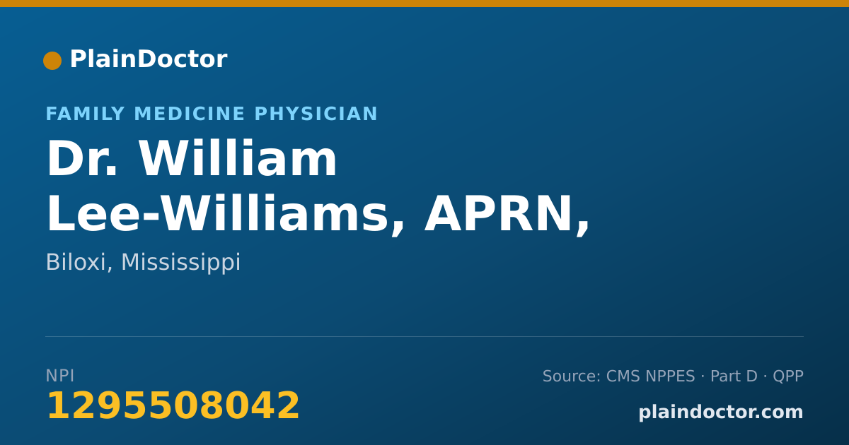 Shareable card for William Lee-Williams, APRN, FNP-BC - Family Medicine Physician, Biloxi, MS