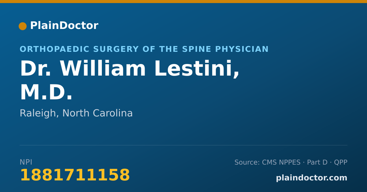 Shareable card for William Lestini, M.D. - Orthopaedic Surgery of the Spine Physician, Raleigh, NC