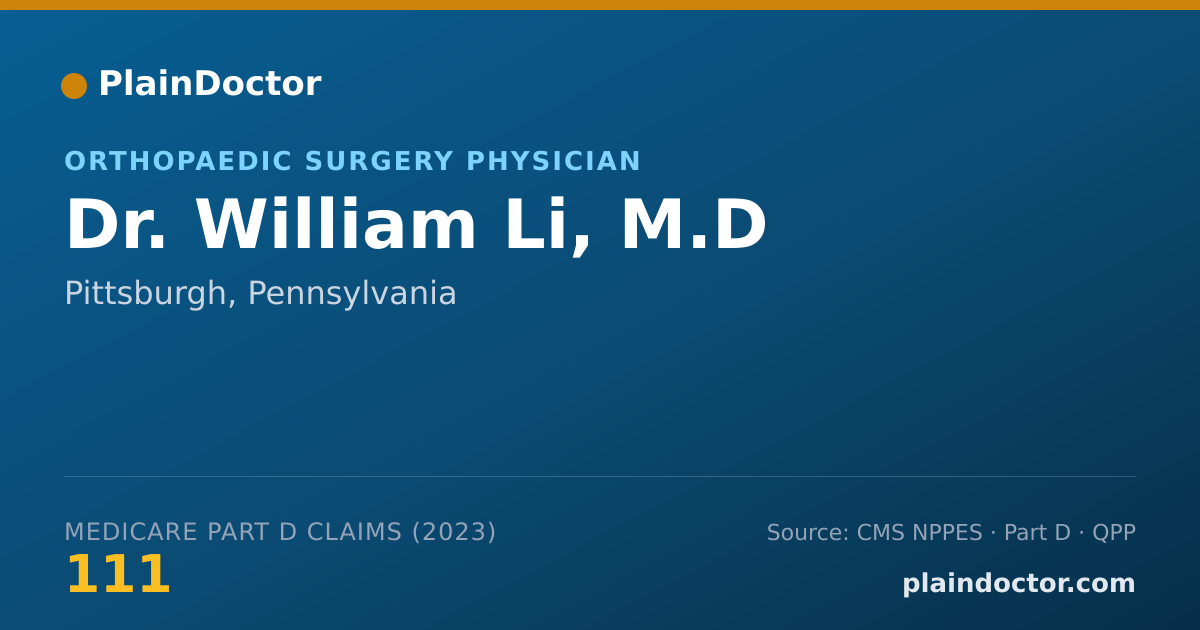 Shareable card for William Li, M.D - Orthopaedic Surgery Physician, Pittsburgh, PA