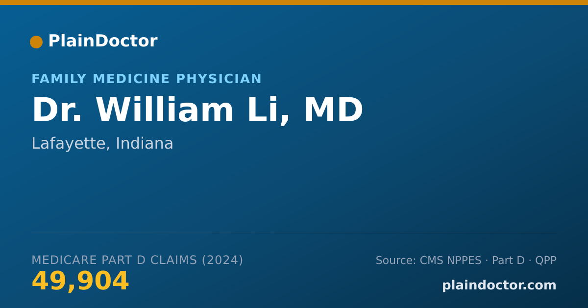 Shareable card for William Li, MD - Family Medicine Physician, Lafayette, IN