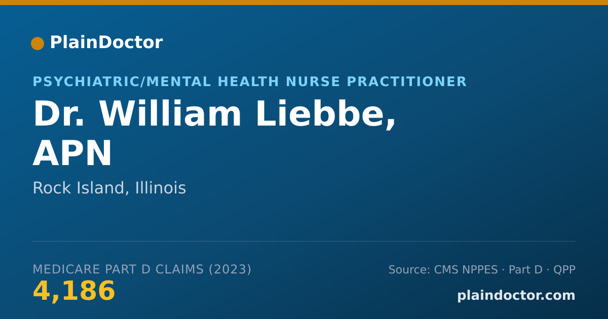 Shareable card for William Liebbe, APN - Psychiatric/Mental Health Nurse Practitioner, Rock Island, IL