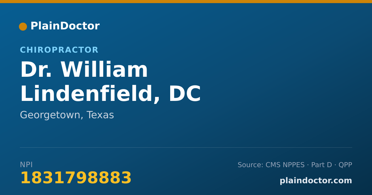 Shareable card for William Lindenfield, DC - Chiropractor, Georgetown, TX