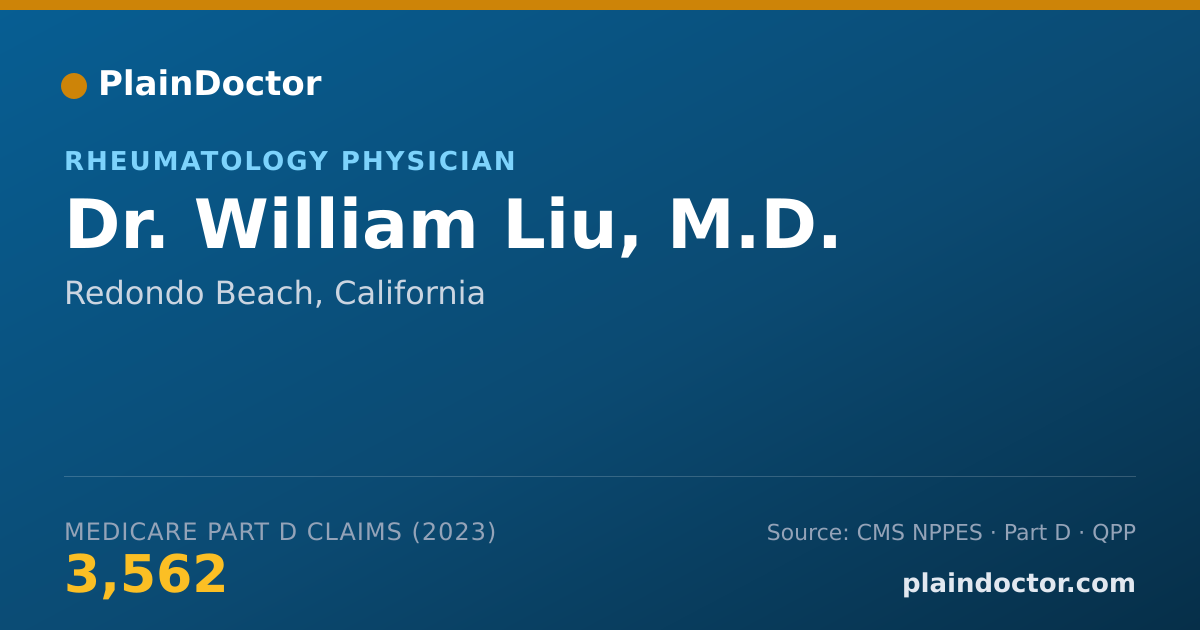 Shareable card for William Liu, M.D. - Rheumatology Physician, Redondo Beach, CA