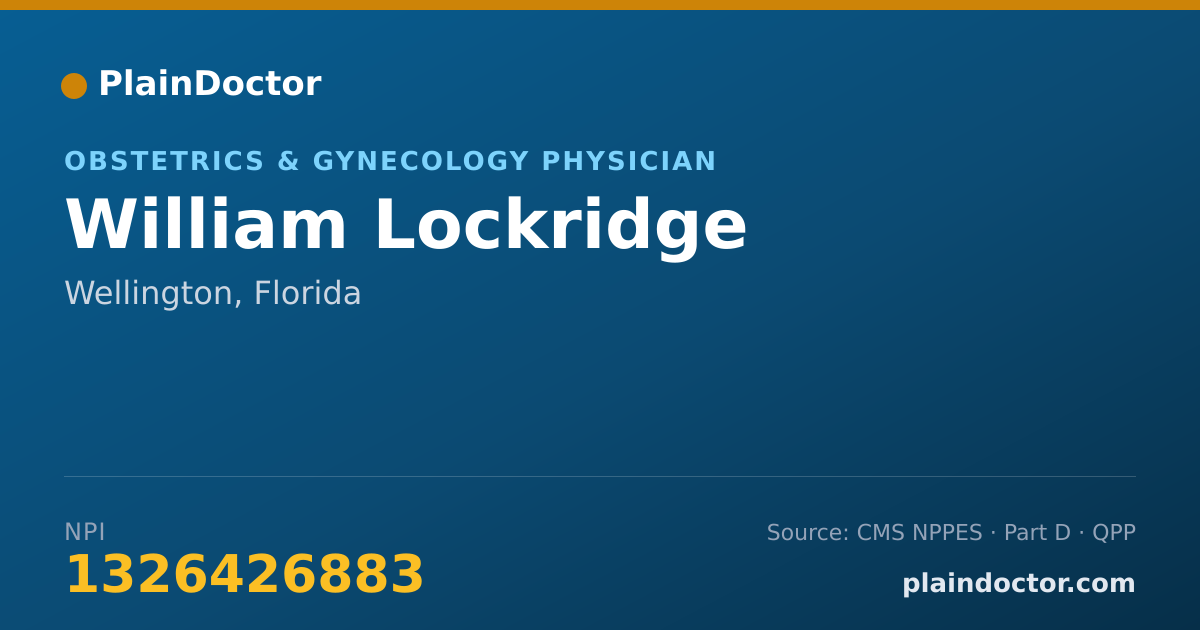 Shareable card for William Lockridge - Obstetrics & Gynecology Physician, Wellington, FL