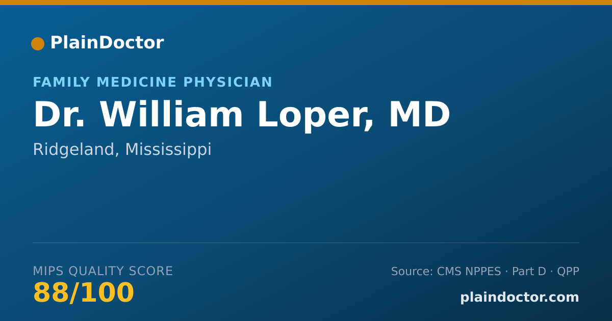 Shareable card for William Loper, MD - Family Medicine Physician, Ridgeland, MS