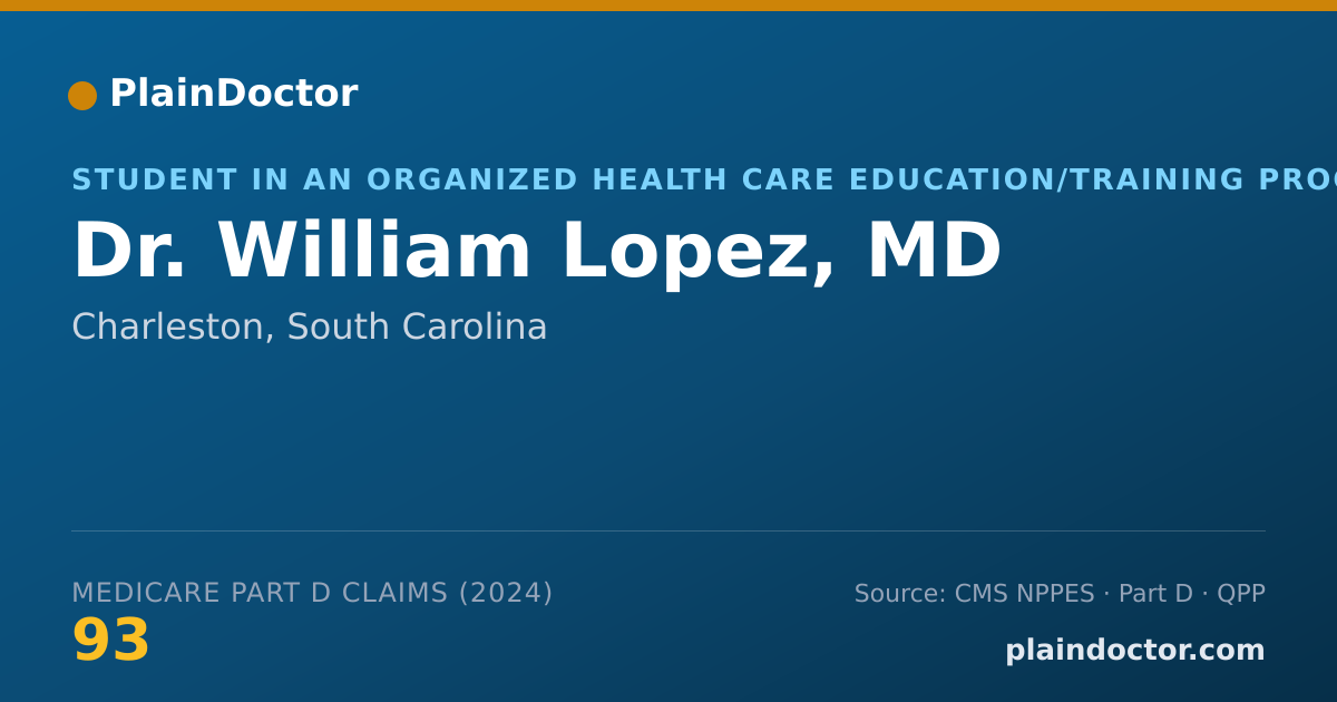 Shareable card for William Lopez, MD - Student in an Organized Health Care Education/Training Program, Charleston, SC