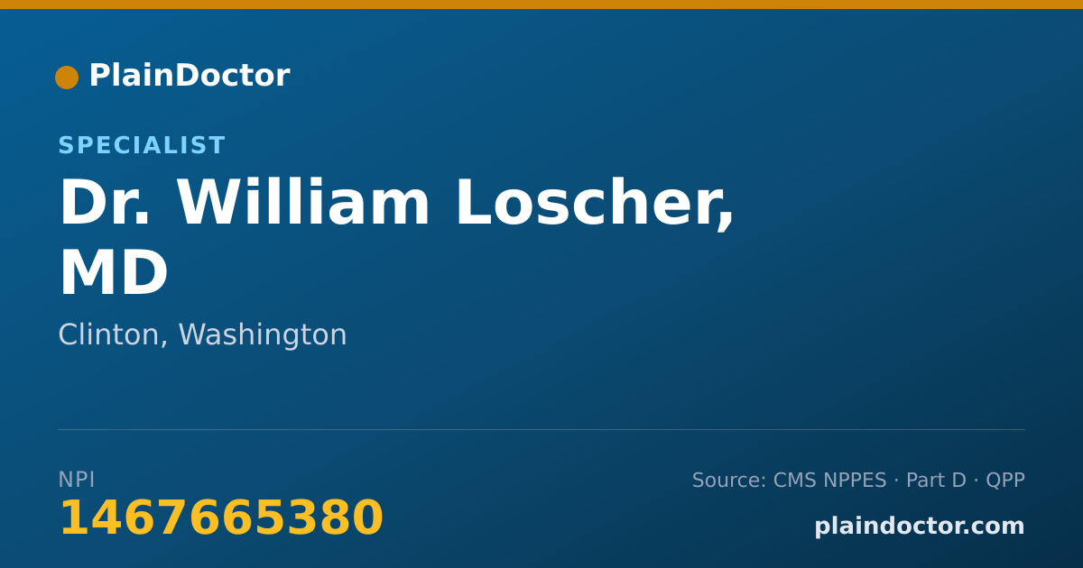 Shareable card for William Loscher, MD - Specialist, Clinton, WA
