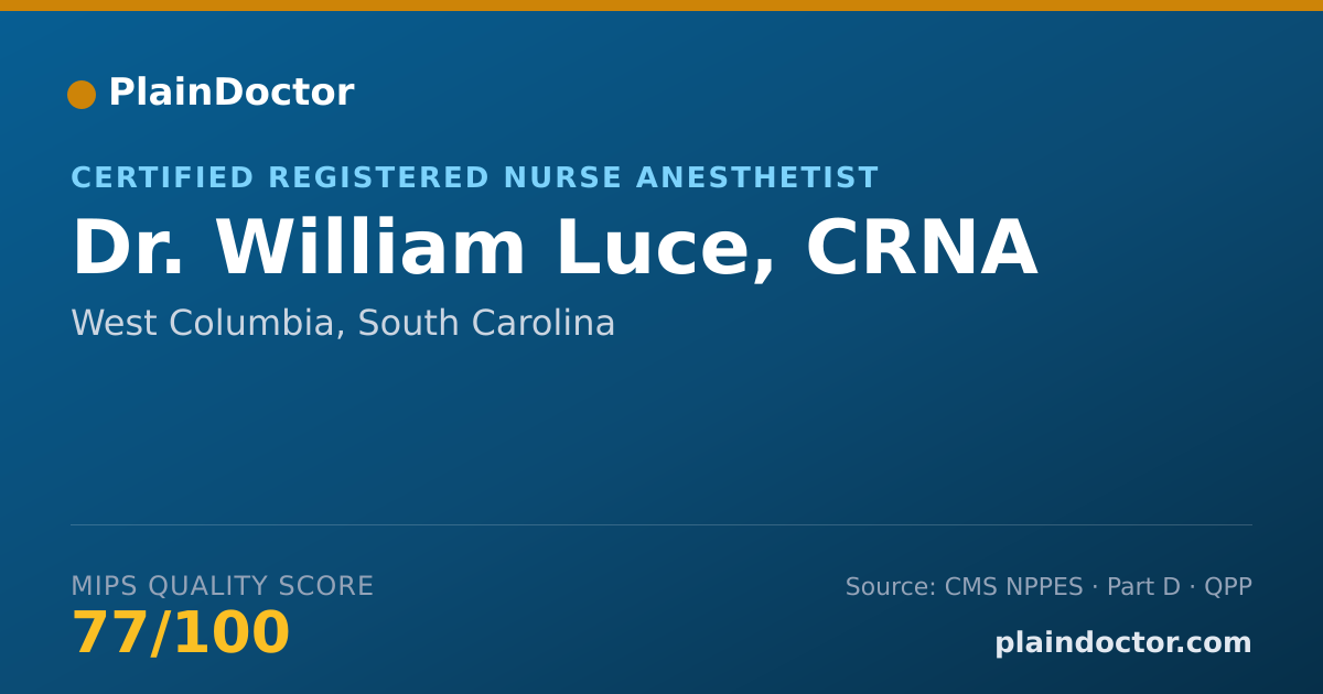 Shareable card for William Luce, CRNA - Certified Registered Nurse Anesthetist, West Columbia, SC