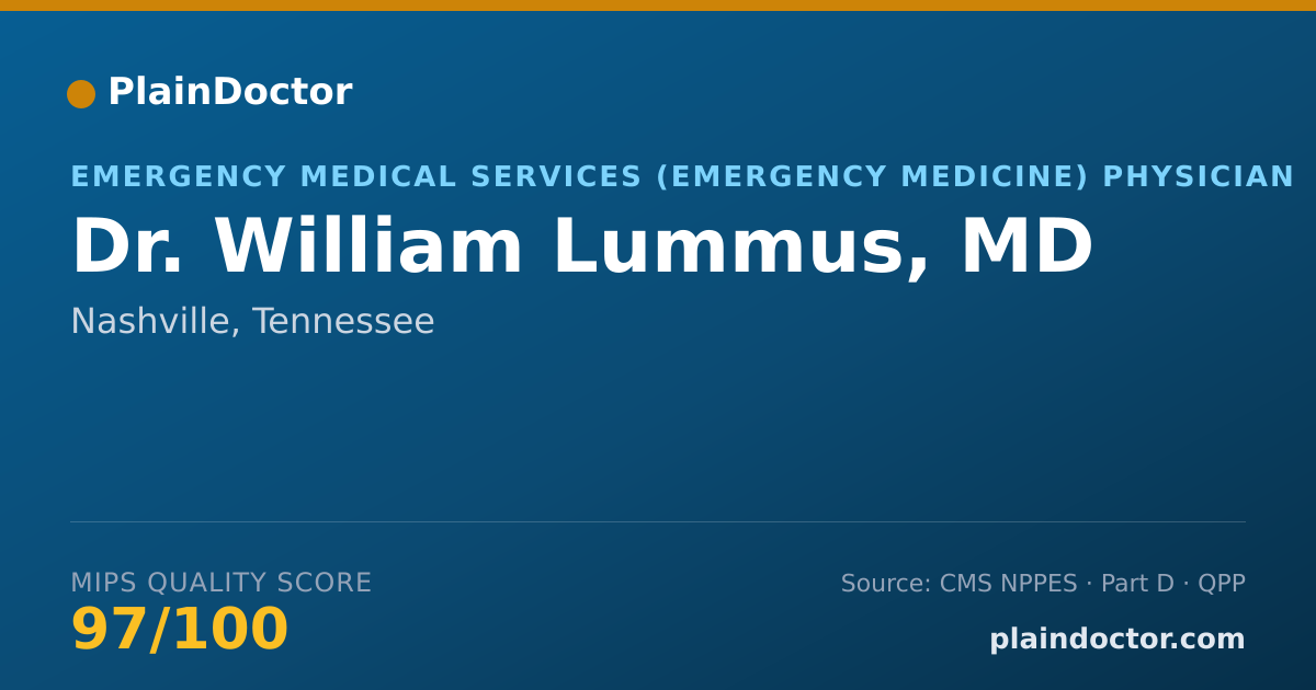 Shareable card for William Lummus, MD - Emergency Medical Services (Emergency Medicine) Physician, Nashville, TN