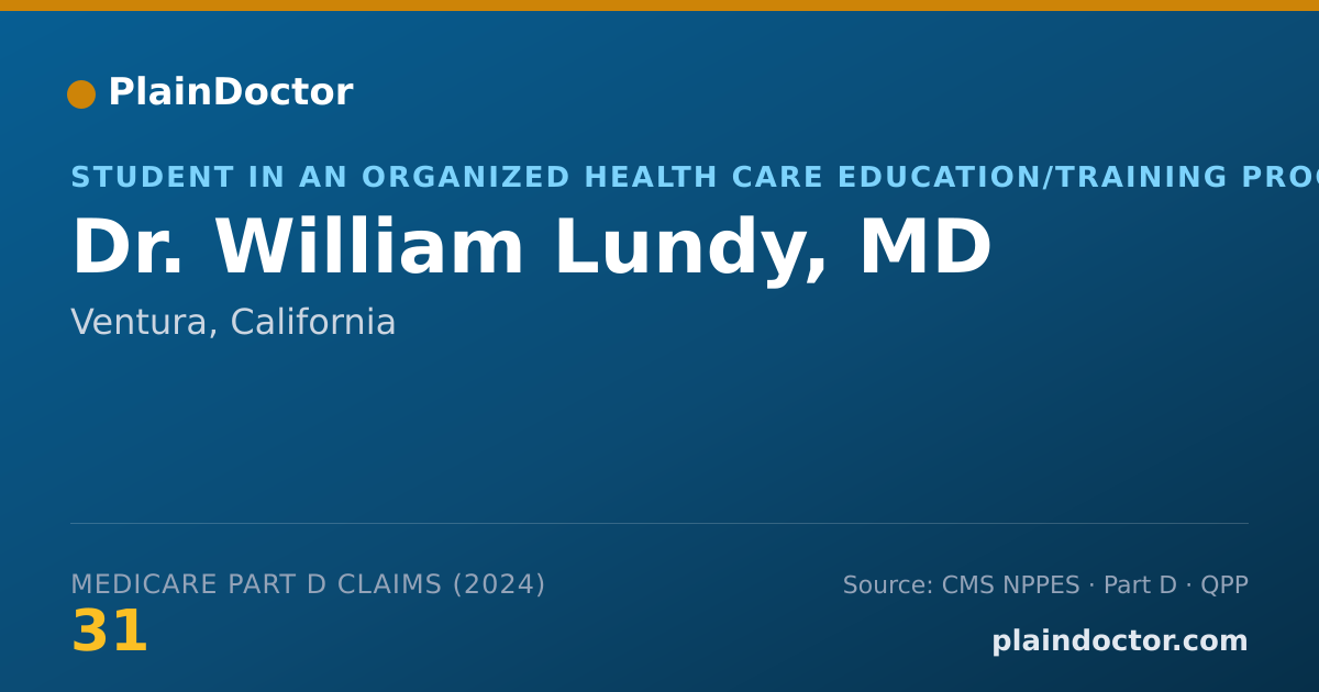 Shareable card for William Lundy, MD - Student in an Organized Health Care Education/Training Program, Ventura, CA
