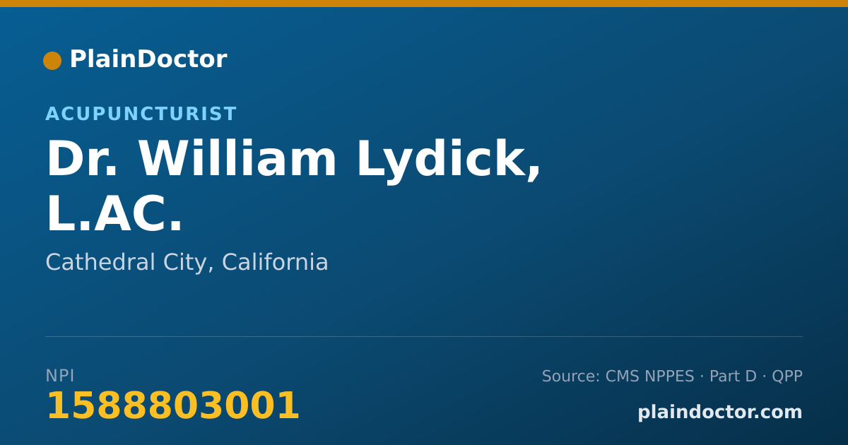 Shareable card for William Lydick, L.AC. - Acupuncturist, Cathedral City, CA