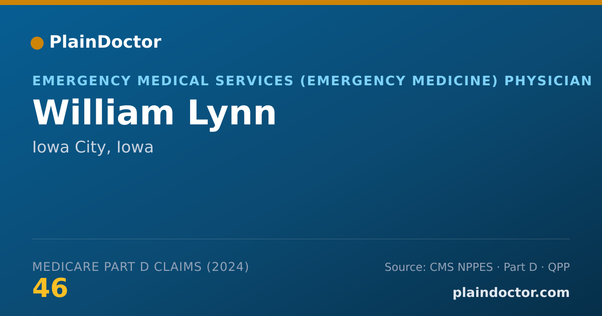 Shareable card for William Lynn - Emergency Medical Services (Emergency Medicine) Physician, Iowa City, IA