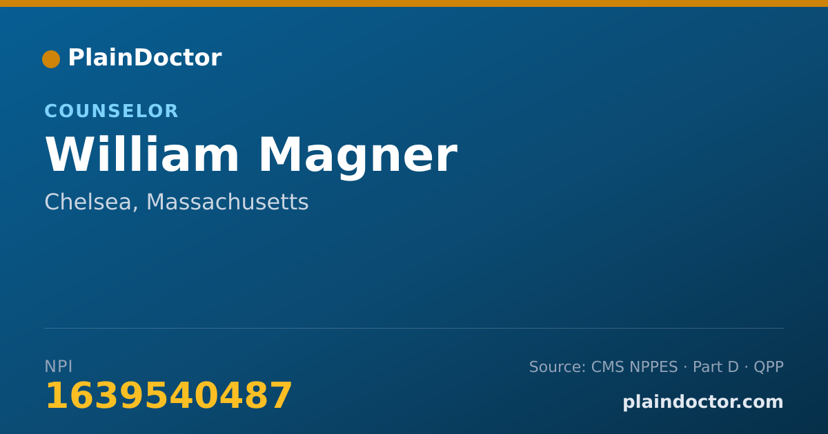 Shareable card for William Magner - Counselor, Chelsea, MA
