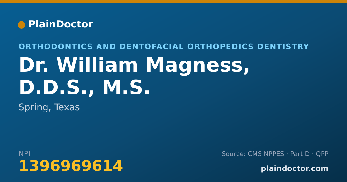 Shareable card for William Magness, D.D.S., M.S. - Orthodontics and Dentofacial Orthopedics Dentistry, Spring, TX