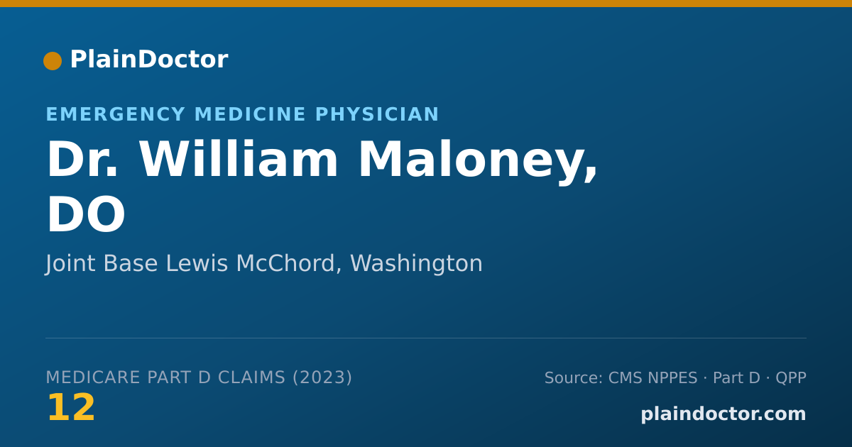 Shareable card for William Maloney, DO - Emergency Medicine Physician, Joint Base Lewis McChord, WA