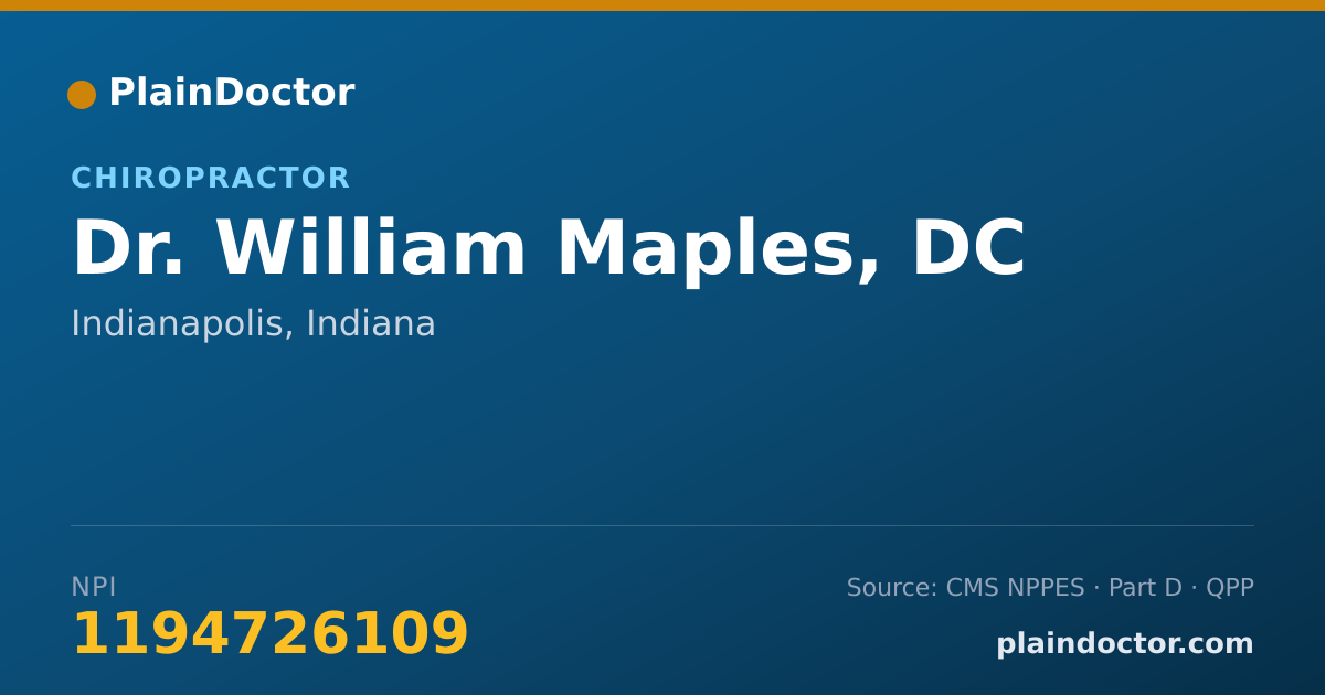 Shareable card for William Maples, DC - Chiropractor, Indianapolis, IN