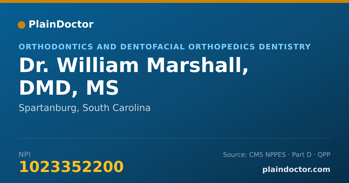 Shareable card for William Marshall, DMD, MS - Orthodontics and Dentofacial Orthopedics Dentistry, Spartanburg, SC