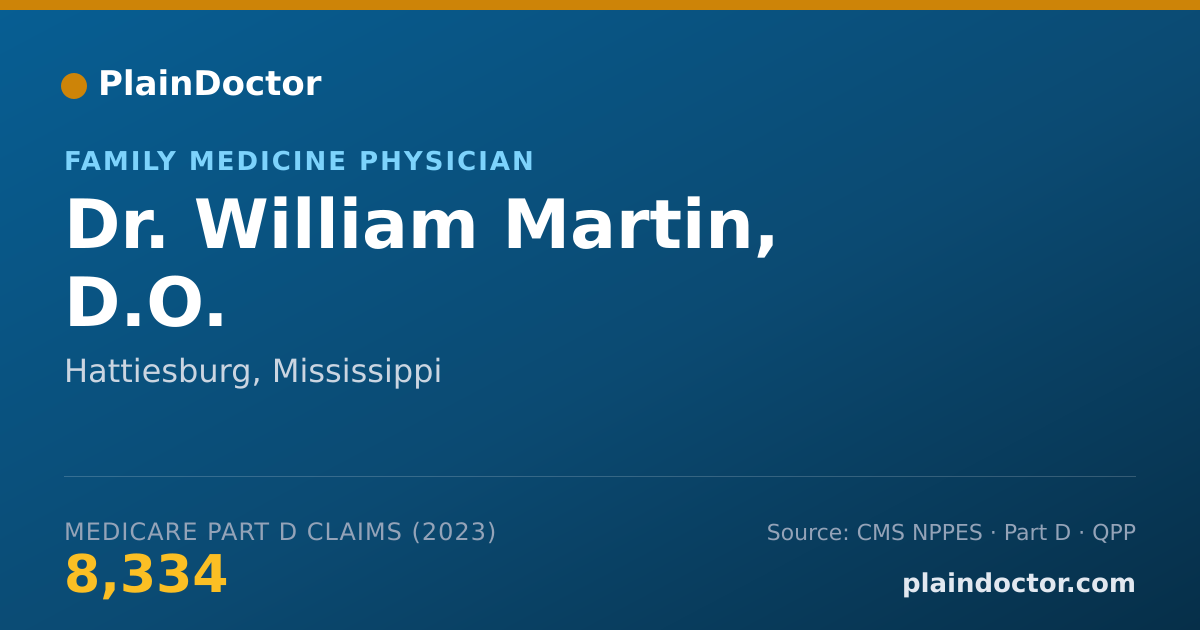 Shareable card for William Martin, D.O. - Family Medicine Physician, Hattiesburg, MS