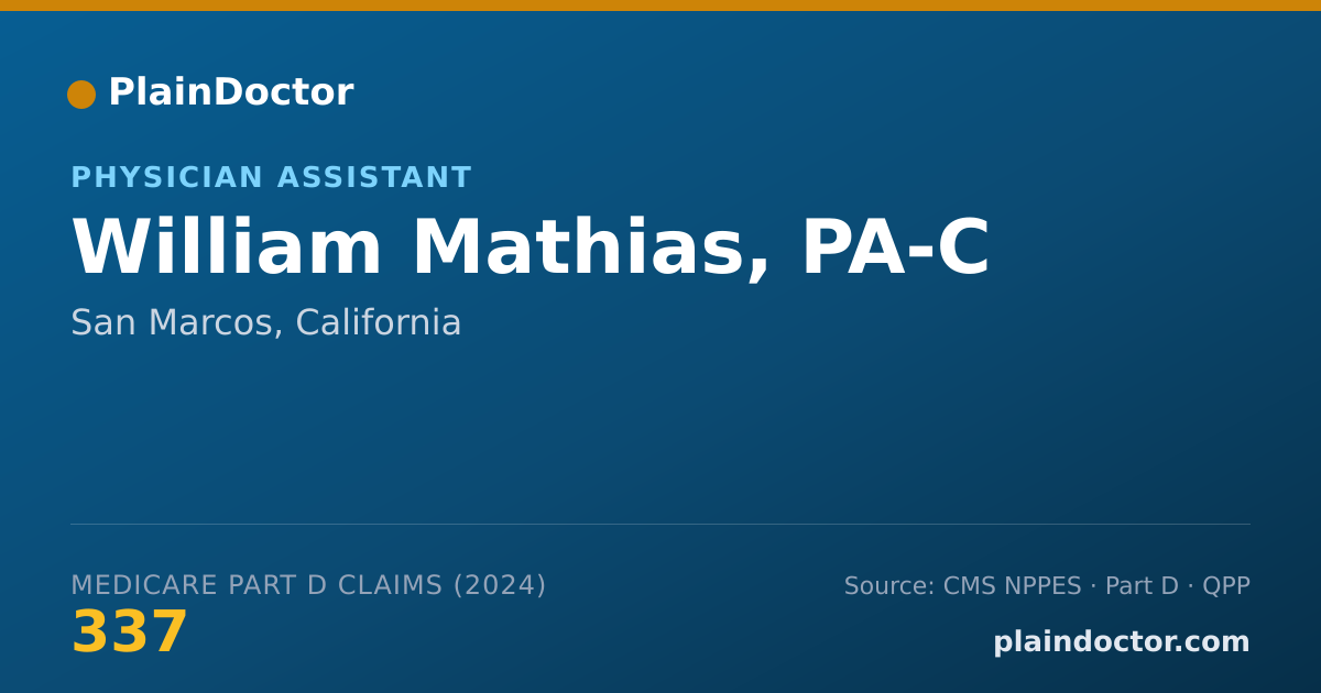 Shareable card for William Mathias, PA-C - Physician Assistant, San Marcos, CA