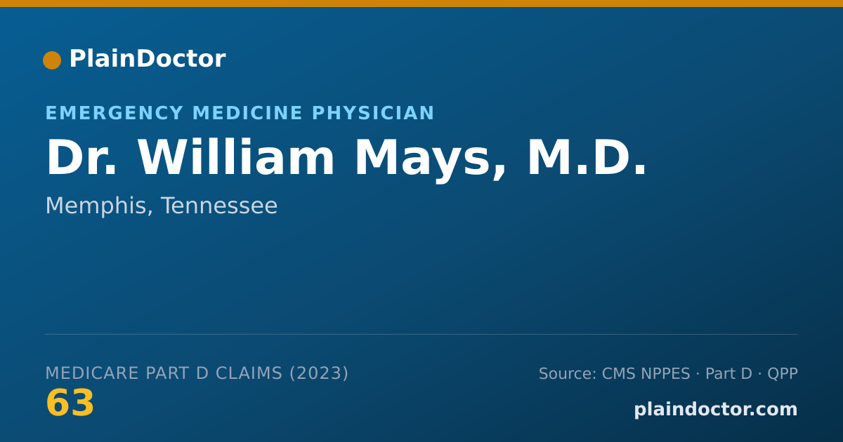 Shareable card for William Mays, M.D. - Emergency Medicine Physician, Memphis, TN