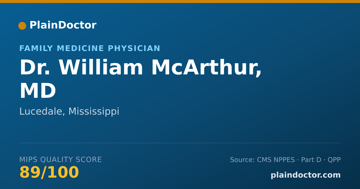 Shareable card for William McArthur, MD - Family Medicine Physician, Lucedale, MS